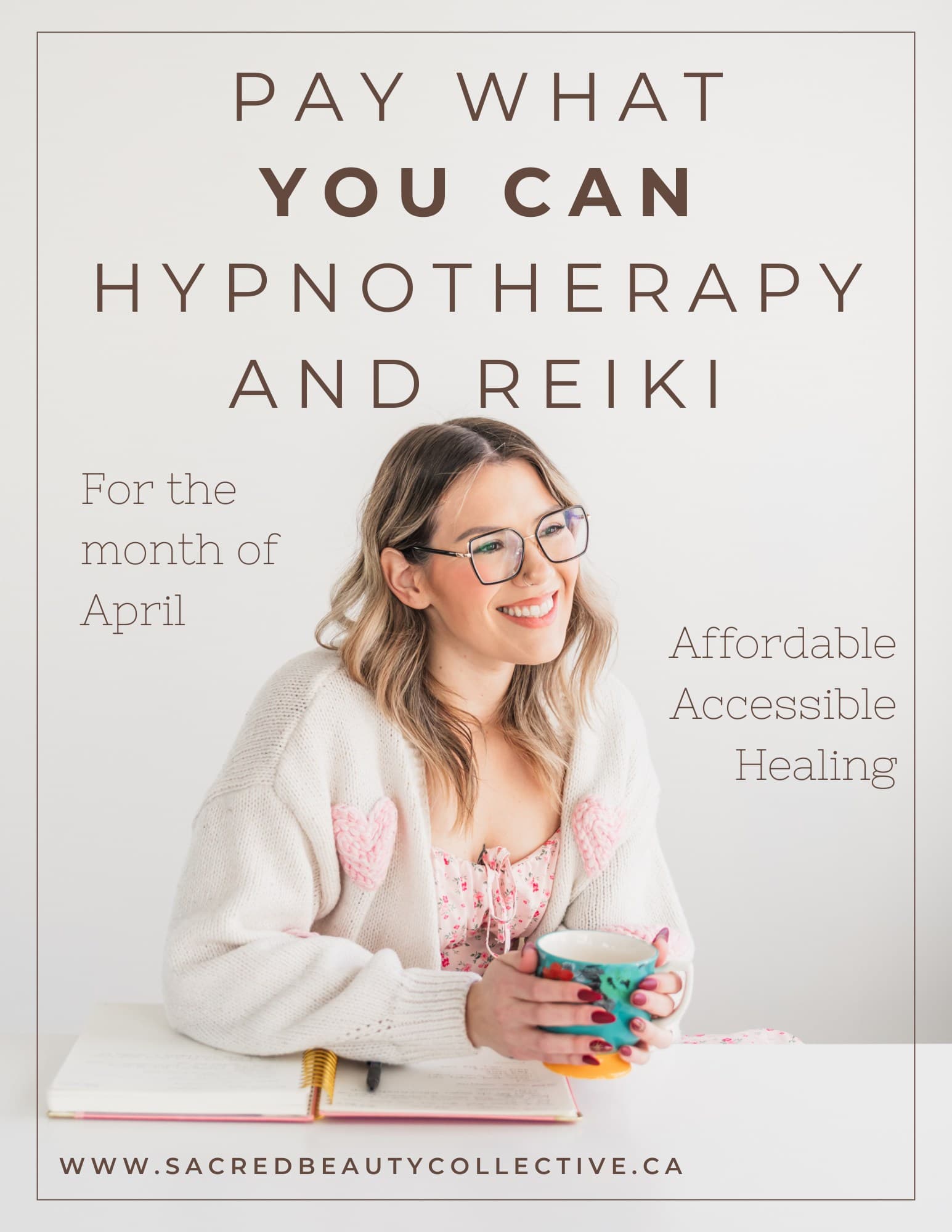 April pay what you can offering event poster